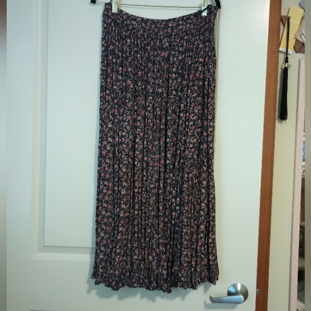 LAST CHANCE Flowy Black Floral 90s Whimsigoth Tiered Maxi Skirt